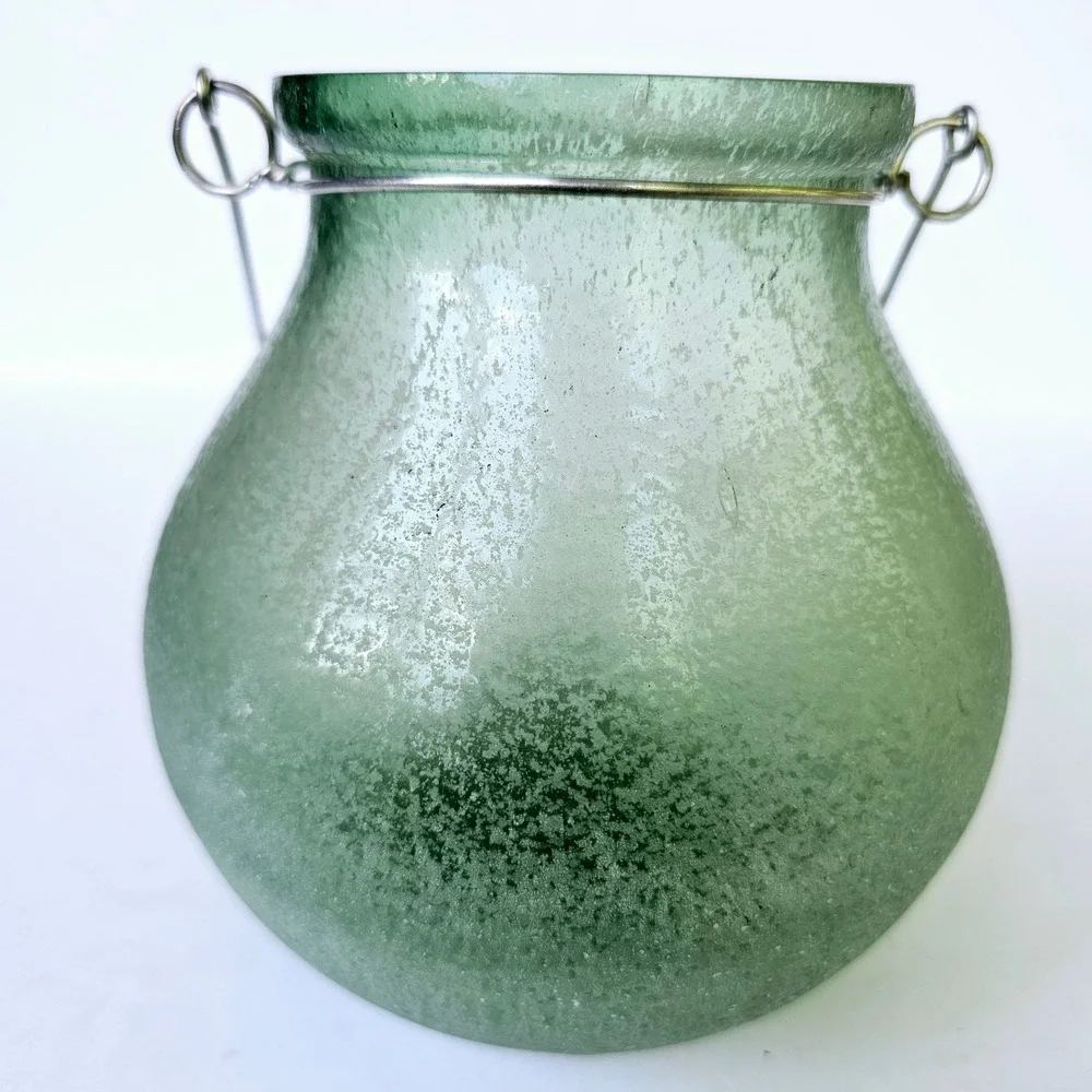 Pottery Barn Frosted Seaglass Votive Candle Holder Mouth Blown Glass - M860.2